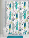 iDesign Cactus Fabric Polyester Shower Curtain, 72" x 72" - Green/Multi-Color