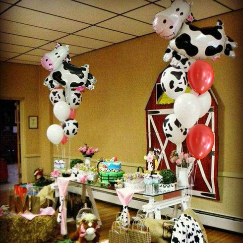 130 pcs Cow Party Balloon Garland, Farm Party Balloon Set of Cow Print Balloons,White Black Red Balloons, Animal Walking Balloons for Baby Shower Kid's Birthday Party