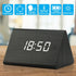 OCT17 Wooden Wood Clock , 2021 New Version LED Alarm Digital Desk Clock Adjustable Brightness, Alarm Time, Displays Time Date Temperature - Black