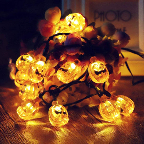 Yostyle Halloween Decor Pumpkin String Lights, Solar String Light,20ft 30 LED Outdoor Decorative Lights for Patio, Garden, Gate, Yard, Halloween Christmas Decoration (IP65 Waterproof,Warm White)