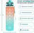 Enerbone 32 OZ Water Bottle with Times to Drink and Straw, Leakproof BPA & Toxic Free, Drinking Water Bottle with Carrying Strap, Ensure You Drink Enough Water for Fitness and Outdoor, Orange-Green