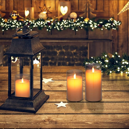Aignis Flameless Candles Flickering with Remote, Battery Operated Candles Pack of 3 with Timer, Plexiglass LED Candles for Home Table Decor(D: 3"x H: 4"5"6")