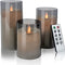 Aignis Flameless Candles Flickering with Remote, Battery Operated Candles Pack of 3 with Timer, Plexiglass LED Candles for Home Table Decor(D: 3"x H: 4"5"6")