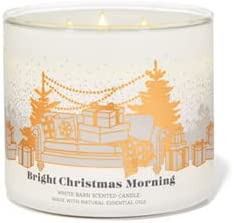 Bath & Body Works, White Barn 3-Wick Candle w/Essential Oils - 14.5 oz - 2021 Christmas Scents! (Bright Christmas Morning)