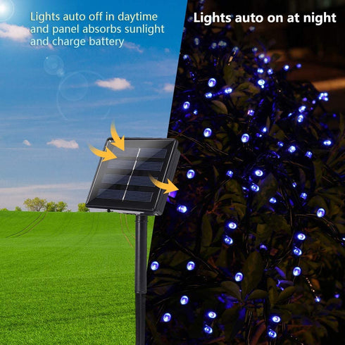 Joomer Blue Solar String Lights 72ft x 2 Pack 200 LED 8 Modes Waterproof Solar Fairy Lights for Garden, Patio, Fence, Balcony, Outdoors