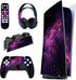 PlayVital Purple Nebula Full Set Skin Decal for ps5 Console Digital Edition, Sticker Vinyl Decal Cover for ps5 Controller & Charging Station & Headset & Media Remote