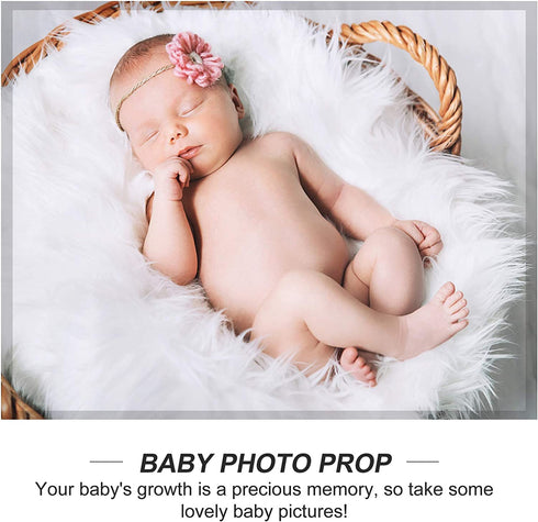 Kisangel Baby Fur Plush Photographic Mat Newborn Photo Background Wraps Blanket Baby Newborn Photo Props (White)