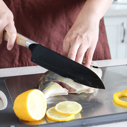 Sunmei 8 Inch Chef's Knife, High Carbon 5Cr15MoV Stainless Steel Kitchen Knives with Wooden Handle, Ultra Sharp, Best Choice for Home Kitchen and Restaurant (Black)