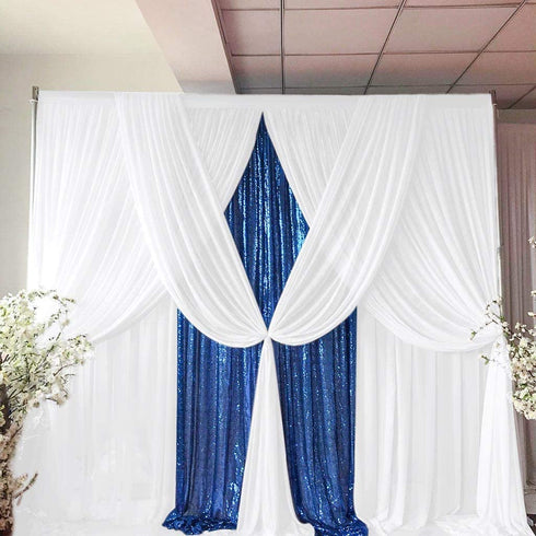 Chiffon Backdrop Curtain-2 Panels 29"x96" Wedding Chiffon Backdrop Drapes Beach Curtains for Living Room Voile Window Curtain Photography Backdrop for Wedding Ceremony (29''x96''x2pcs, White)