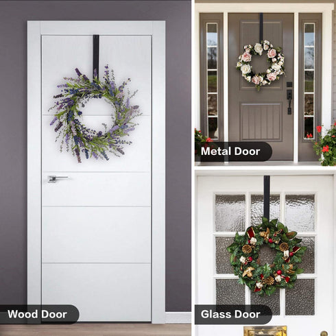 Pack of 2 Wreath Hanger,Adjustable Wreath Hanger for Front Door from 14.9 to 25 Inch,20 lbs Larger Door Wreath Hanger Christmas Wreaths,Black