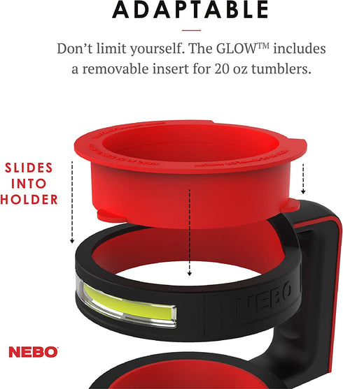 NEBO 6668 GLOW - Light + Handle for your 30oz tumbler - YETI Rambler, Ozark Trail and more