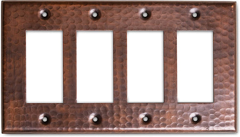 Monarch Abode 17016 Hand Hammered Switch Plate, 4 Gang, Pure Copper