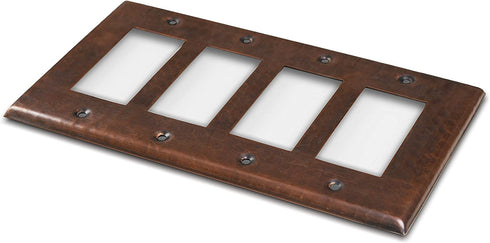 Monarch Abode 17016 Hand Hammered Switch Plate, 4 Gang, Pure Copper