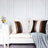 Pyonic Set of 2 Faux Leather Throw Pillow Covers 18x18 Inch Black and White Modern Farmhouse Pillow Covers Decorative Linen Stripe Accent Cushion Covers for Couch Sofa