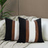 Pyonic Set of 2 Faux Leather Throw Pillow Covers 18x18 Inch Black and White Modern Farmhouse Pillow Covers Decorative Linen Stripe Accent Cushion Covers for Couch Sofa