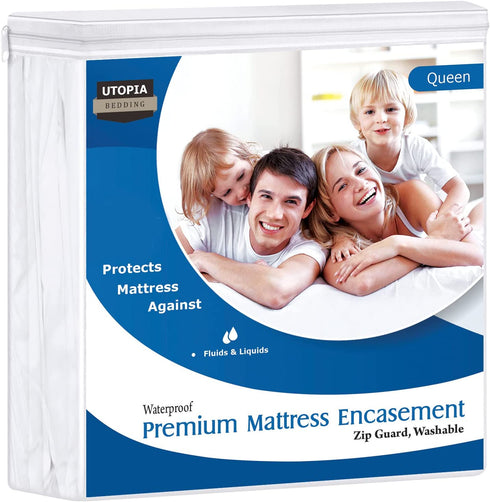 Utopia Bedding Waterproof Premium Zippered Mattress Encasement - Fits 12 Inches Mattress (Queen)
