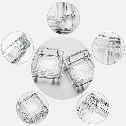 UMEIED Heavy Glass Ashtray, 2 Pack, Square Cigar Ashtray for Home Decor