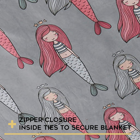 YnM Minky Duvet Cover for Weighted Blankets (36''x48'') - Mermaid Print