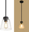 Eapudun Industrial Glass Pendant Light, Single Hanging Pendant Lighting, Matte Black with Clear Glass Shade Classic for Farmhouse, Entryway, Dining Room, Kitchen Island, Foyer , PDA1148-MBK