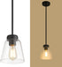 Eapudun Industrial Glass Pendant Light, Single Hanging Pendant Lighting, Matte Black with Clear Glass Shade Classic for Farmhouse, Entryway, Dining Room, Kitchen Island, Foyer , PDA1148-MBK