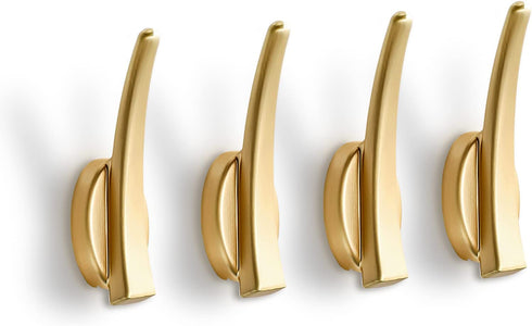 Gold Wall Hooks Towel Hooks 4 Pack Coat Hooks Wall Mounted Single Hook Heavy Duty Hardware Robe Hooks for Hanging Gold Hooks Zinc Alloy Hooks for Bathroom Garage Entryway Kitchen Home