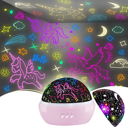 HONGID Unicorn Toys for 3-8 Year Old Girls,Star Projection Cute Kids Toys for 2-9 Year Olds Girls 2 in 1 Popular Christmas Xmas Birthday Gifts for Girls Age 2-10 Year Old Toddler Girls,Girls Toys