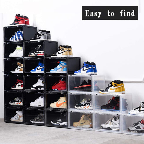 K.T.Z Shoe Boxes,Clear Plastic Shoe Box Magnetic Side Open Stackable Shoe Box ( D Style Transparent, 1 PCS)