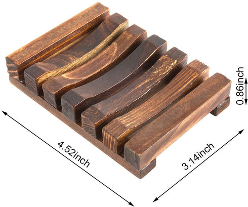 Yebazy 4 Pack Home Bathroom Wooden Soap Case Holder Natural Wood Hand Craft Soap Dish Sponge Holder for Soap Sponges, Scrubber