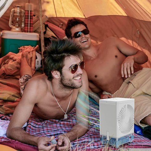 Portable Air Conditioner, Built-in 5000mAh Rechargeable Battery, 800 ML Water Tank, Personal Air Cooler with 3 Wind Speeds, 1/2/4/8H Evaporative Air Cooler for Home Office Bedroom