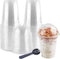 INDRAH 50PCS 12 oz Clear Plastic Cups With Dome Lids (No Hole) Disposable Parfait Cups Dessert Cups for Fruit Yogurt Smoothie Iced Cold Drinks, No Leaking