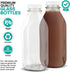 Liter Glass Milk Bottles (4 Pack) 8 White Caps - 33.8 Oz Milk Jars with Lids - Food Grade Glass Bottles - Dishwasher Safe - Bottles for Oat Milk, Buttermilk, Honey, Syrup, Jam, Sauce - Stock Your Home