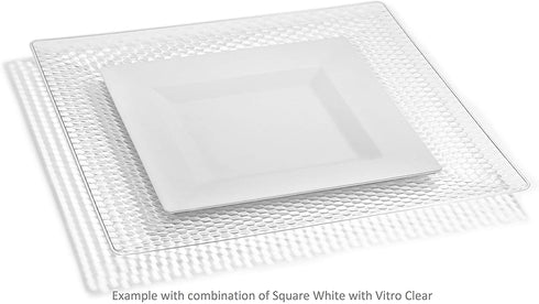 " OCCASIONS " 120 Plates Pack,(60 Guests) Wedding Party Square Disposable Plastic Plates Set -60 x 9.5'' Dinner + 60 x 6.5'' Dessert (Square White)