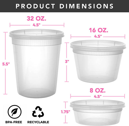 Green Direct 32 oz. Food Storage Containers with Lids - Reusable Microwave and Freezer Safe Lunch Container Pack of 24