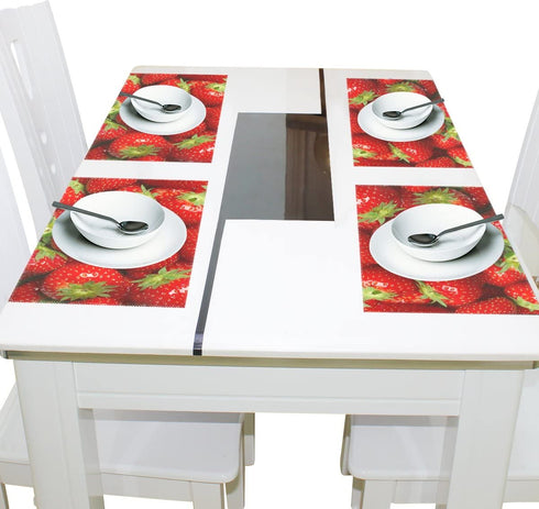 WOZO Red Strawberry Fruit Placemat Table Mat 12" x 18" Polyester Table Place Mat for Kitchen Dining Room 1 Piece