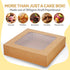 Cake Boxes 10 Inch and Stickers, (12-Pack) Kraft Bakery Box with Viewing Window for Cakes, Cupcakes, Cookies, Donuts, Pastries, and More 10x10x2.5 Brown Cake Box