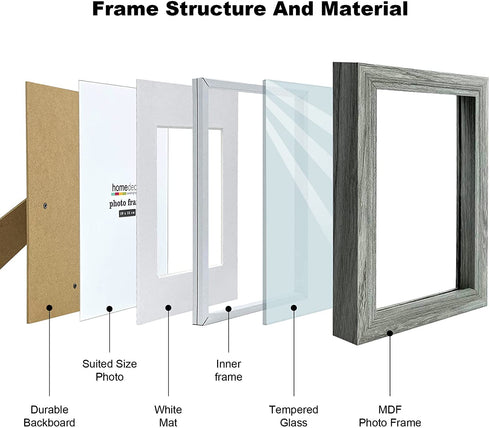 4x6 Shadow Box Frame, 4 Pack Picture Frame Set, Wall Picture Frame, Farmhouse Wood Rustic Picture Frames with Tempered Glass Gallery Wall Tabletop Display (light green, 4x6)