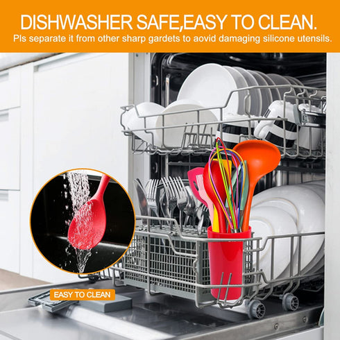 Silicone Utensils For Cooking?DiWoJin Seamless 10 Pcs series Multi colored Kitchen Untensils Set heat Resistant BPA Free, Silicon Spatula Kitchen Utensils