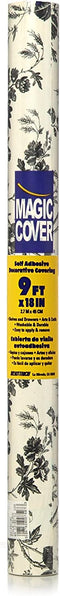 Magic Cover Premium Adhesive Vinyl Contact Shelf Liner and Drawer Liner, 18"x9', Black Toile