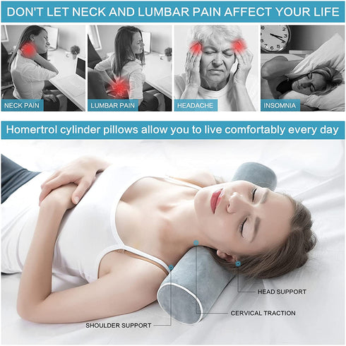 Cylinder Pillows for Neck and Shoulder Pain Relief, for Cervical, Spine, Lumbar Traction. Ergonomics and Neck Physical Therapy, Ideal for Spine and Neck Support. 4x17 inches(Gray)