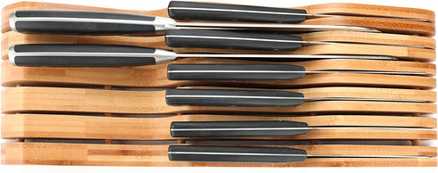 ROYALHOUSE Bamboo Knife Block Holder, 11 Knives Dock, In-Drawer Knife Drawer Organizer, Perfect for Home and Chefs, Premium Knife Holder, Gift for Christmas and Housewarming, Knives Not Included