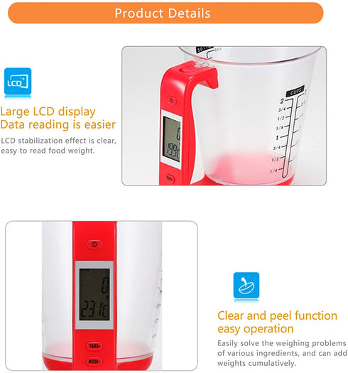 Digital kitchen Electronic Measuring Cup Scale Measuring Cup Kitchen Scales Digital Beaker Household Jug Scales with LCD Display Temp Measurement and Weight Display Black