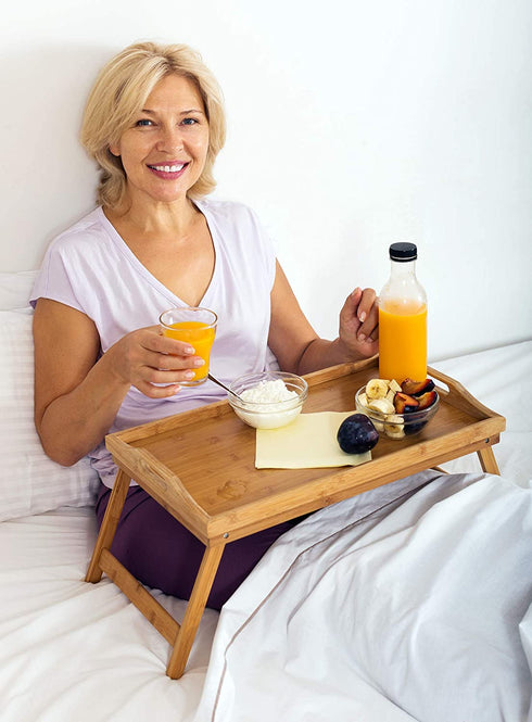 Home-it Bed Tray table with folding legs, and breakfast tray Bamboo bed table and bed tray with legs