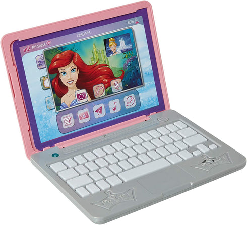 Disney Princess Girls Play Laptop Computer Style Collection Click & Go Play Laptop for Girls with Sounds & Light Up On Button Features Removable Double-Sided Play Background, For Ages 3+