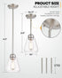 Beionxii Glass Pendant Lights | Modern Brushed Nickel Pendant Lighting for Kitchen Island, Dining Room, Over The Sink