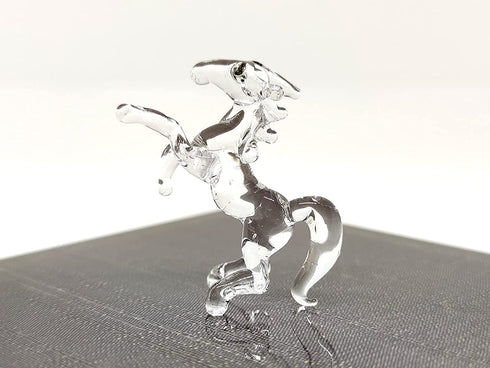 Sansukjai Rare Horse Tiny Micro Crystal Figurines Hand Blown Clear Glass Art Wild Animals Collectible Gift Home D©cor#1 (N)