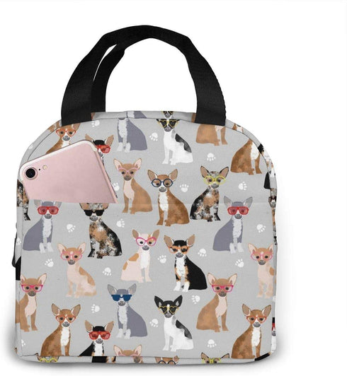 antspuent Chihuahua Dog Lunch Bag for Women Girls Kids Insulated Picnic Pouch Thermal Cooler Tote Bento Large Meal Prep Cute Bag Big Leakproof Soft Bags for Lunch Box, Camping, Travel, Fishing