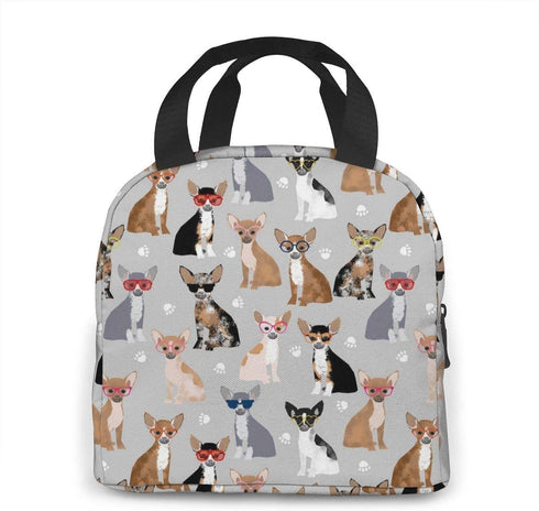 antspuent Chihuahua Dog Lunch Bag for Women Girls Kids Insulated Picnic Pouch Thermal Cooler Tote Bento Large Meal Prep Cute Bag Big Leakproof Soft Bags for Lunch Box, Camping, Travel, Fishing