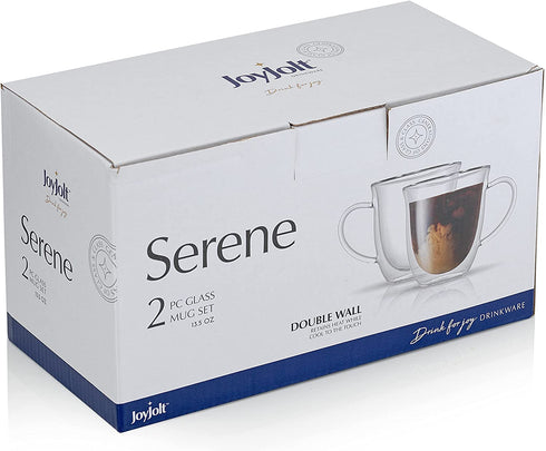 JoyJolt Serene Double Walled Insulated Glasses Coffee Mug (Set of 2) 13.5 Ounces