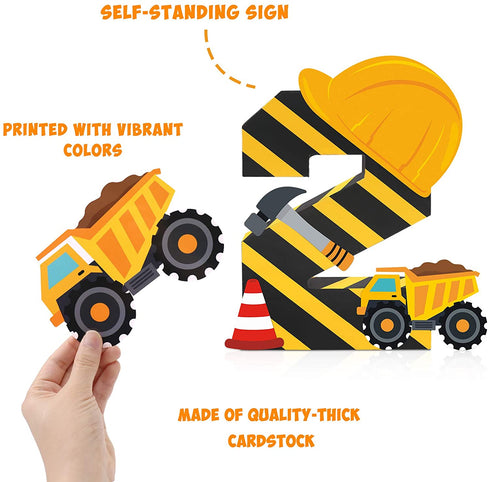 Construction Birthday Party Supplies 2 Years Old Boy Construction Second Birthday Decorations Construction 2 Number Sign Paper Mache Freestanding Decorative Dump Truck Car Construction Hat Ornaments