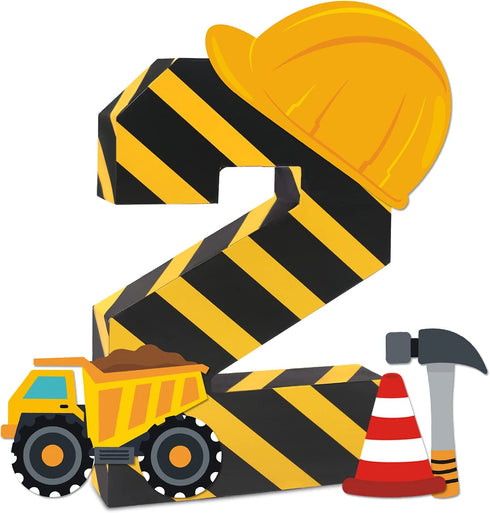 Construction Birthday Party Supplies 2 Years Old Boy Construction Second Birthday Decorations Construction 2 Number Sign Paper Mache Freestanding Decorative Dump Truck Car Construction Hat Ornaments